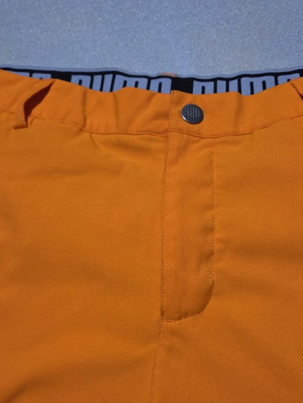 Puma Men's Flat-Front Shorts in Bright Orange